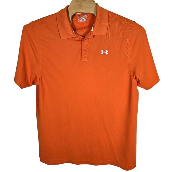 Under Armour Loose Heat Gear Polo Shirt‎ XL Men's Orange Short Sleeve - Picture 2 of 9